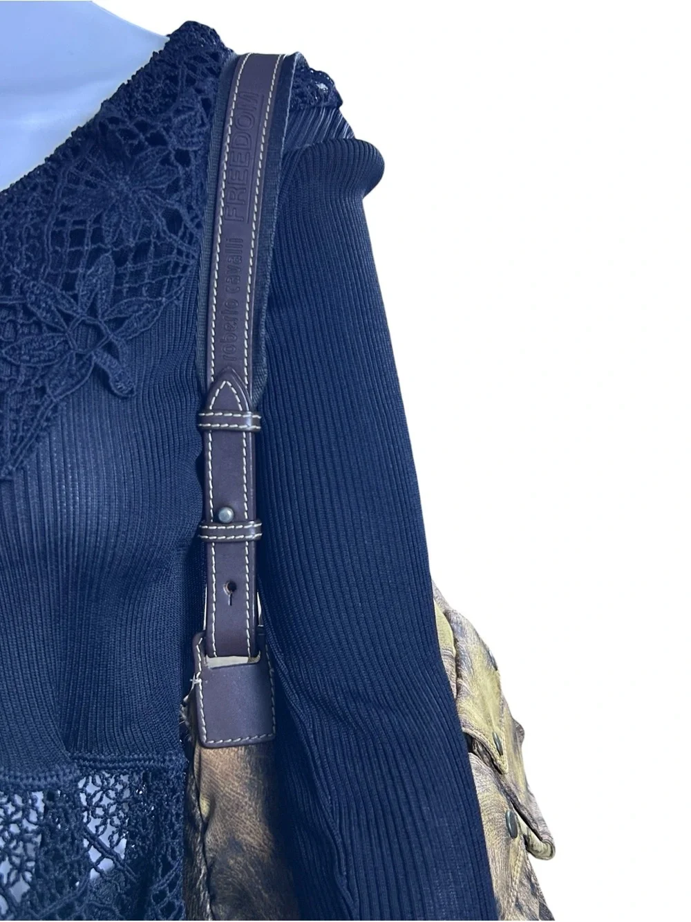 Roberto Cavalli Freedom Vintage Hobo Shoulder Bag Nylon Leather Animal Print Y2K